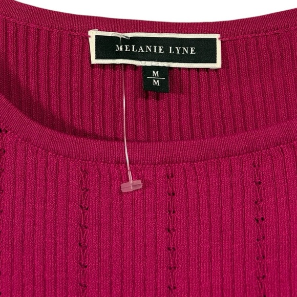NWOT, Mélanie Lyne, Fuchsia Ribbed Knit Top, Medium - Picture 4 of 8